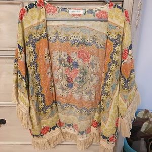 Floral cardigan with tassel fringe